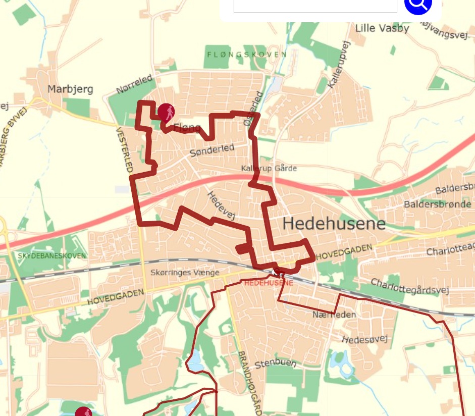 Kløversti Rød - Hedehusene station, Kallerup og Fløng